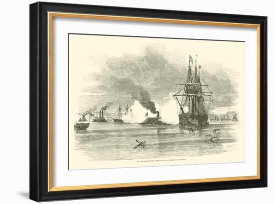 The Arkansas Running Through the Union Fleet Off Vicksburg, July 1862-null-Framed Giclee Print