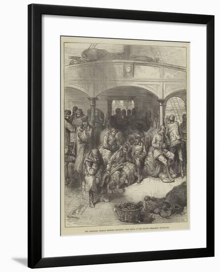 The Armistice, Russian Soldiers Returning from Servia in the Danube Steam-Boat Hildegarde-null-Framed Giclee Print