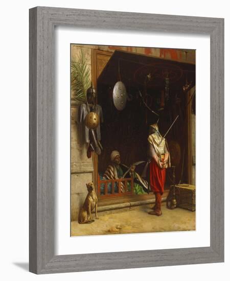 The Arms Market at Cairo; Un Marchand D'Armes Au Caire-Jean Leon Gerome-Framed Giclee Print