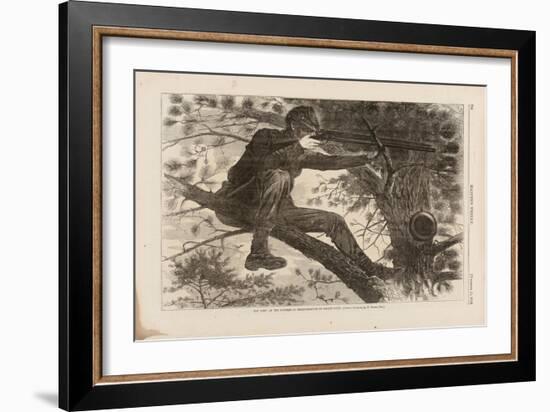 The Army of the Potomac, a Sharp-Shooter on Picket Duty, Harper's Weekly, November 15, 1862-Winslow Homer-Framed Giclee Print
