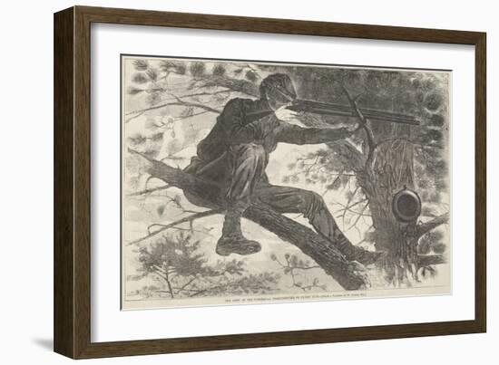 The Army of the Potomac--A Sharp-Shooter on Picket Duty, November 15, 1862 (Wood Engraving)-Winslow Homer-Framed Giclee Print