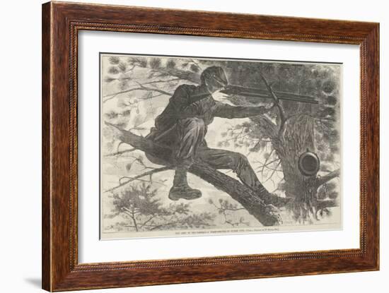 The Army of the Potomac--A Sharp-Shooter on Picket Duty, November 15, 1862 (Wood Engraving)-Winslow Homer-Framed Giclee Print