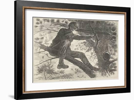 The Army of the Potomac--A Sharp-Shooter on Picket Duty, November 15, 1862 (Wood Engraving)-Winslow Homer-Framed Giclee Print