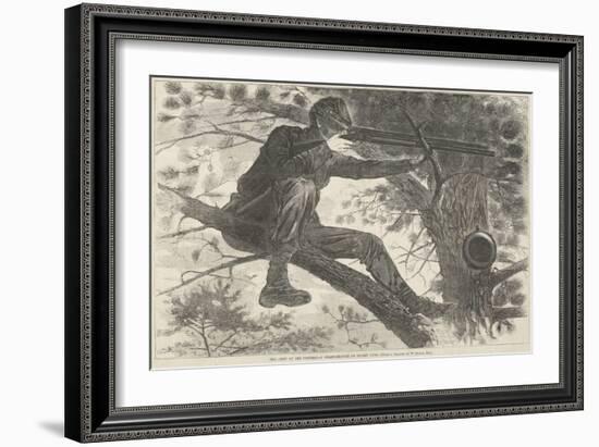 The Army of the Potomac--A Sharp-Shooter on Picket Duty, November 15, 1862 (Wood Engraving)-Winslow Homer-Framed Giclee Print