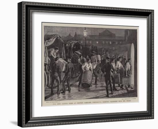 The Army Service Corps at Colwort Barracks, Portsmouth, Receiving Equipment from the Stores-Frank Dadd-Framed Giclee Print