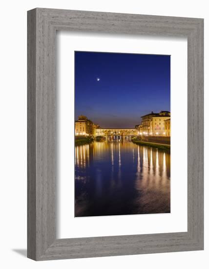 The Arno River and Ponte Vecchio at night, Florence, Tuscany, Italy-Russ Bishop-Framed Photographic Print