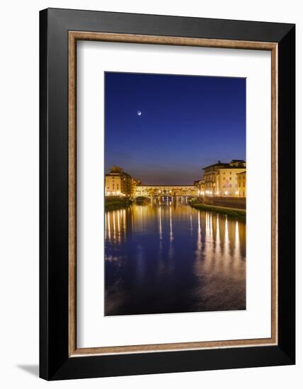 The Arno River and Ponte Vecchio at night, Florence, Tuscany, Italy-Russ Bishop-Framed Photographic Print