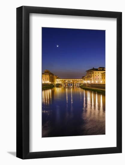 The Arno River and Ponte Vecchio at night, Florence, Tuscany, Italy-Russ Bishop-Framed Photographic Print