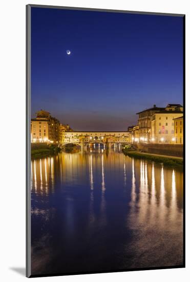 The Arno River and Ponte Vecchio at night, Florence, Tuscany, Italy-Russ Bishop-Mounted Photographic Print