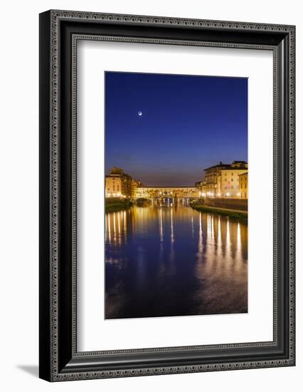 The Arno River and Ponte Vecchio at night, Florence, Tuscany, Italy-Russ Bishop-Framed Photographic Print