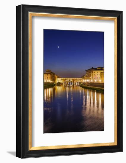 The Arno River and Ponte Vecchio at night, Florence, Tuscany, Italy-Russ Bishop-Framed Photographic Print