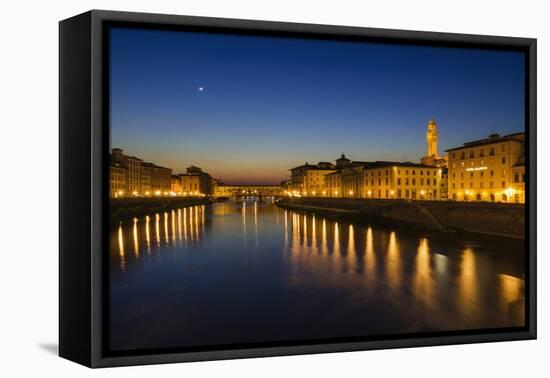 The Arno River and Ponte Vecchio at night, Florence, Tuscany, Italy-Russ Bishop-Framed Premier Image Canvas