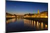 The Arno River and Ponte Vecchio at night, Florence, Tuscany, Italy-Russ Bishop-Mounted Photographic Print