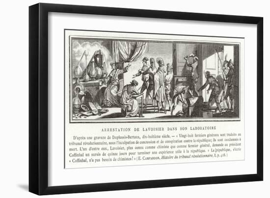 The Arrest of Antoine Lavoisier in His Laboratory, 1794-null-Framed Giclee Print