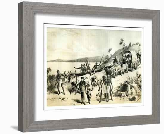 The Arrival at Lake Ngami, 1883-null-Framed Giclee Print