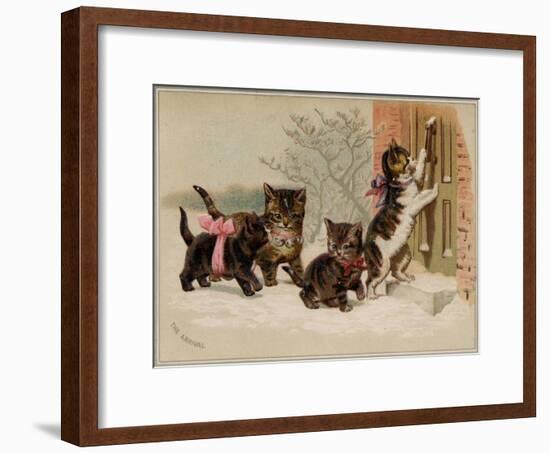 The Arrival Card with Four Kittens Approaching a Door, National Museum of American History-null-Framed Art Print