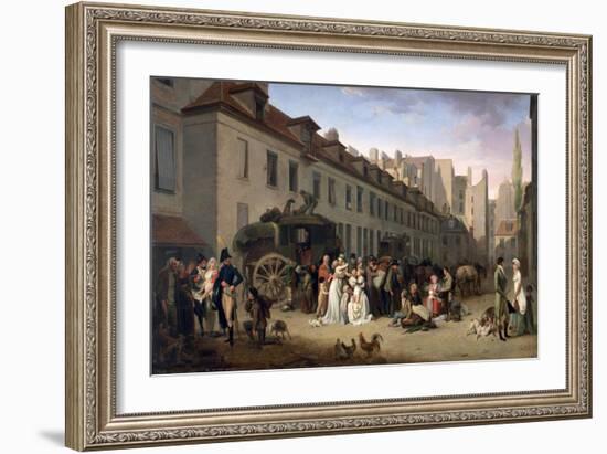 The Arrival of a Stagecoach at the Terminus, Rue Notre-Dame-Des-Victoires, Paris, 1803-Louis Leopold Boilly-Framed Giclee Print