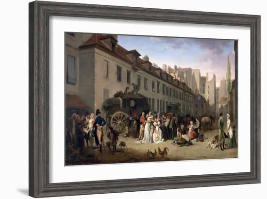 The Arrival of a Stagecoach at the Terminus, Rue Notre-Dame-Des-Victoires, Paris, 1803-Louis Leopold Boilly-Framed Giclee Print