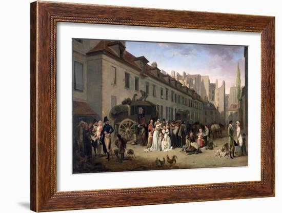 The Arrival of a Stagecoach at the Terminus, Rue Notre-Dame-Des-Victoires, Paris, 1803-Louis Leopold Boilly-Framed Giclee Print