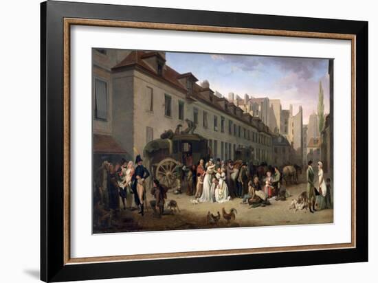 The Arrival of a Stagecoach at the Terminus, Rue Notre-Dame-Des-Victoires, Paris, 1803-Louis Leopold Boilly-Framed Giclee Print