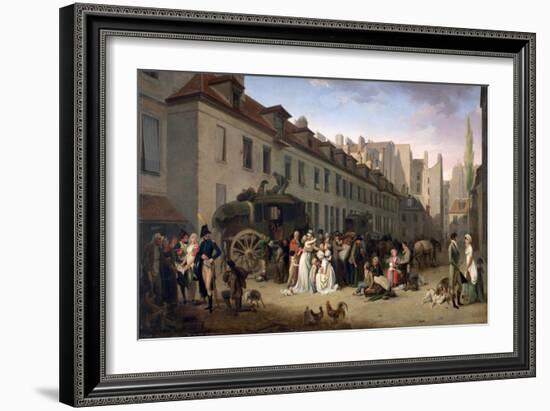 The Arrival of a Stagecoach at the Terminus, Rue Notre-Dame-Des-Victoires, Paris, 1803-Louis Leopold Boilly-Framed Giclee Print