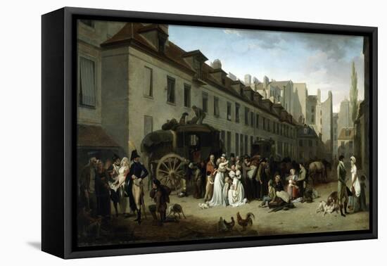 The Arrival of a Stagecoach at the Terminus, Rue Notre-Dame-Des-Victoires, Paris, 1803-Louis Leopold Boilly-Framed Premier Image Canvas