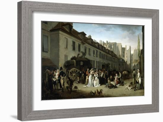 The Arrival of a Stagecoach at the Terminus, Rue Notre-Dame-Des-Victoires, Paris, 1803-Louis Leopold Boilly-Framed Giclee Print