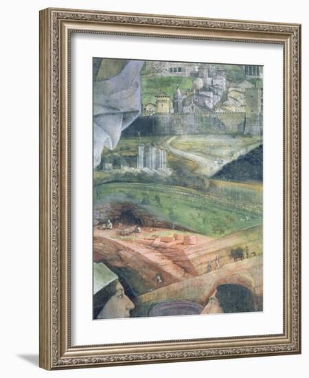 The Arrival of Cardinal Francesco Gonzaga; Marble Quarry Workings and an Idealised View of Rome,…-Andrea Mantegna-Framed Giclee Print