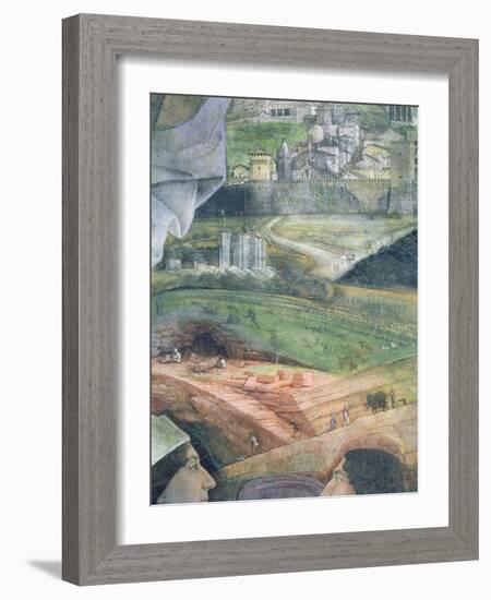The Arrival of Cardinal Francesco Gonzaga; Marble Quarry Workings and an Idealised View of Rome,…-Andrea Mantegna-Framed Giclee Print