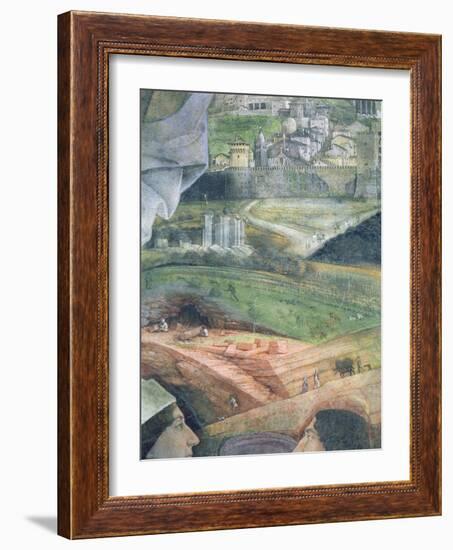 The Arrival of Cardinal Francesco Gonzaga; Marble Quarry Workings and an Idealised View of Rome,…-Andrea Mantegna-Framed Giclee Print