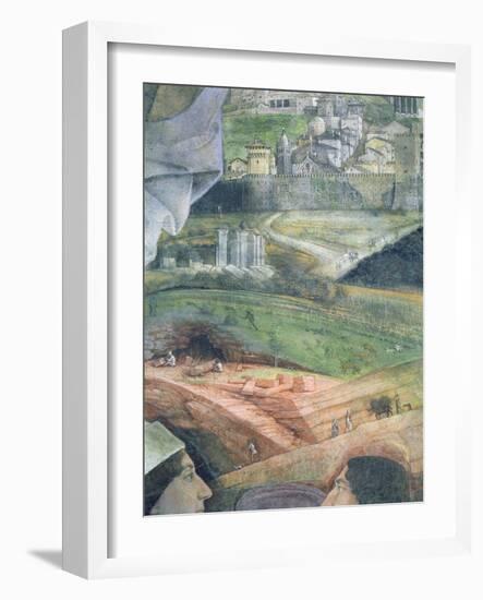 The Arrival of Cardinal Francesco Gonzaga; Marble Quarry Workings and an Idealised View of Rome,…-Andrea Mantegna-Framed Giclee Print