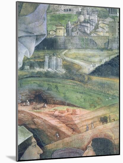 The Arrival of Cardinal Francesco Gonzaga; Marble Quarry Workings and an Idealised View of Rome,…-Andrea Mantegna-Mounted Giclee Print