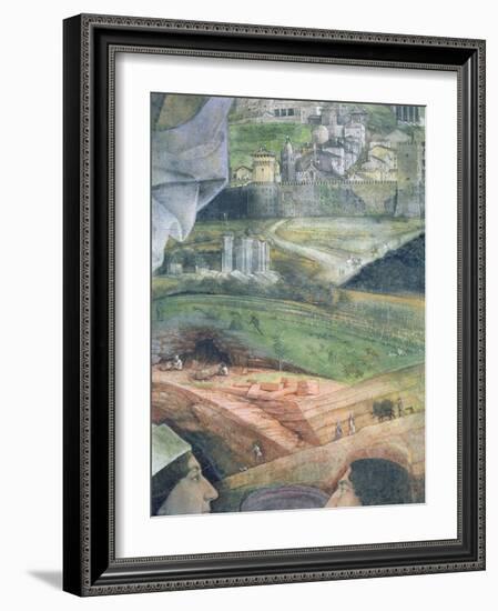 The Arrival of Cardinal Francesco Gonzaga; Marble Quarry Workings and an Idealised View of Rome,…-Andrea Mantegna-Framed Giclee Print