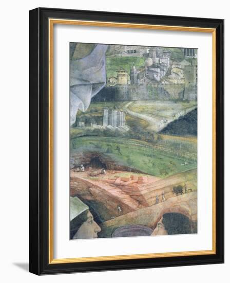 The Arrival of Cardinal Francesco Gonzaga; Marble Quarry Workings and an Idealised View of Rome,…-Andrea Mantegna-Framed Giclee Print