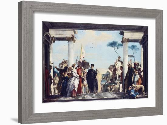 The Arrival of Henri Iii at the Villa Contarini. Before 1750-Giambattista Tiepolo-Framed Giclee Print