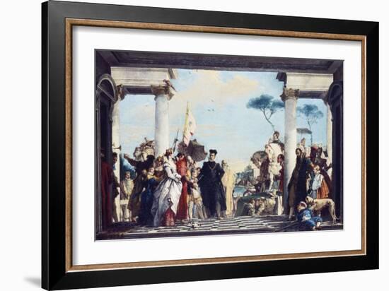 The Arrival of Henri Iii at the Villa Contarini. Before 1750-Giambattista Tiepolo-Framed Giclee Print