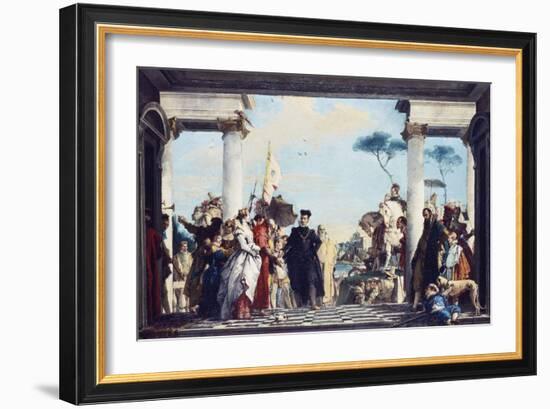 The Arrival of Henri Iii at the Villa Contarini. Before 1750-Giambattista Tiepolo-Framed Giclee Print