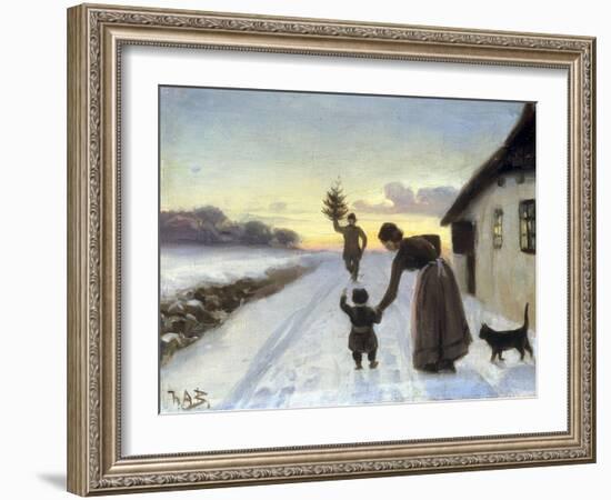 The Arrival of the Christmas Tree-Hans Anderson Brendekilde-Framed Giclee Print