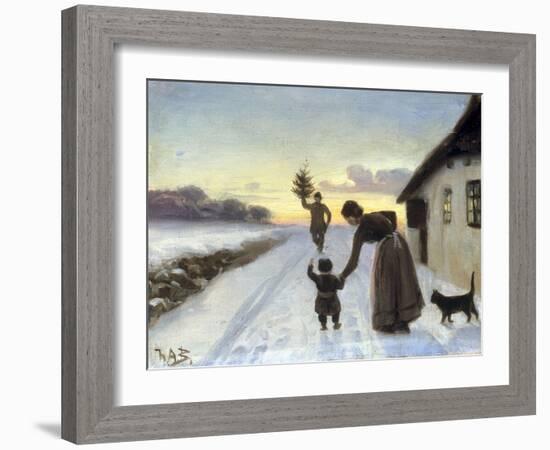 The Arrival of the Christmas Tree-Hans Anderson Brendekilde-Framed Giclee Print