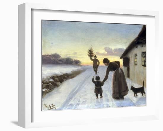 The Arrival of the Christmas Tree-Hans Anderson Brendekilde-Framed Giclee Print