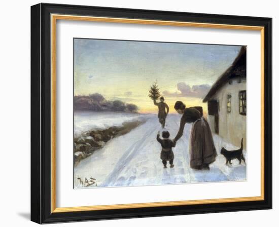 The Arrival of the Christmas Tree-Hans Anderson Brendekilde-Framed Giclee Print