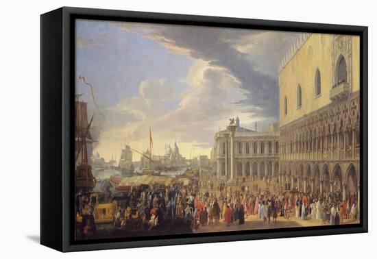 The Arrival of the Earl of Manchester in Venice, 1707-10 (Oil on Canvas)-Luca Carlevaris-Framed Premier Image Canvas