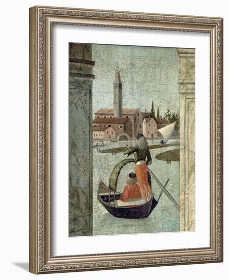 The Arrival of the English Ambassadors, from the St. Ursula Cycle, Detail of a Gondola, 1490-96-Vittore Carpaccio-Framed Giclee Print