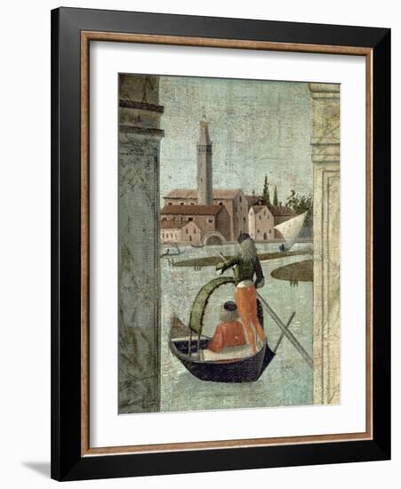 The Arrival of the English Ambassadors, from the St. Ursula Cycle, Detail of a Gondola, 1490-96-Vittore Carpaccio-Framed Giclee Print