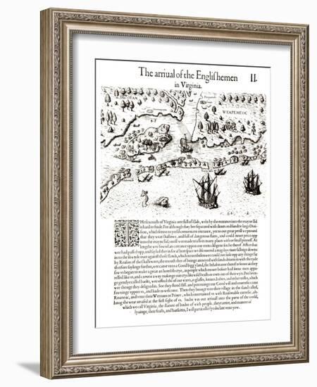 The Arrival of the Englishmen in Virginia-John White-Framed Giclee Print