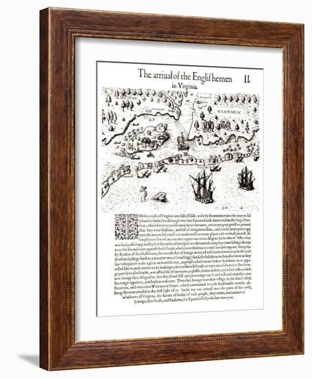 The Arrival of the Englishmen in Virginia-John White-Framed Giclee Print