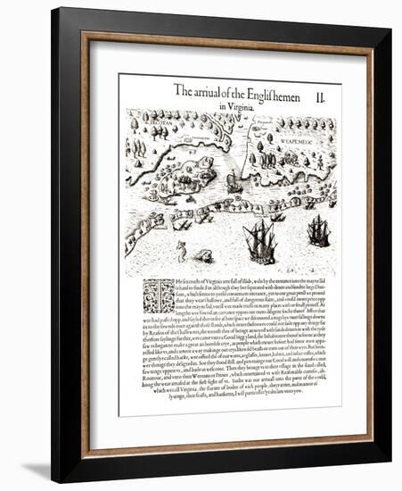 The Arrival of the Englishmen in Virginia-John White-Framed Giclee Print