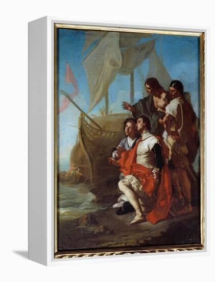 The Arrival of the Explorer Christopher Columbus (1451-1506) in America, 1715 (Oil on Canvas)-Francesco Solimena-Framed Premier Image Canvas