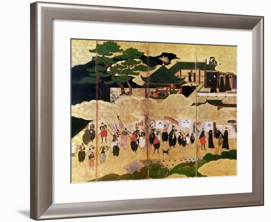 The Arrival of the Portuguese in Japan, Detail of the Right-Hand Section of a Folding Screen-null-Framed Giclee Print