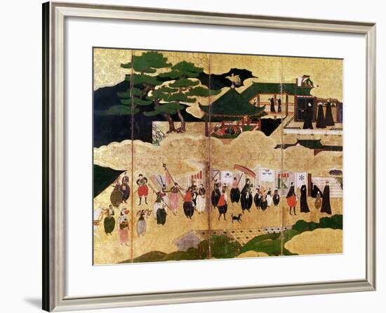 The Arrival of the Portuguese in Japan, Detail of the Right-Hand Section of a Folding Screen-null-Framed Giclee Print